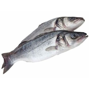 Frozen sea bass (with head, gutted), 300-400 g