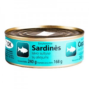 Sardinės aliejuje, 240 g / 168 g